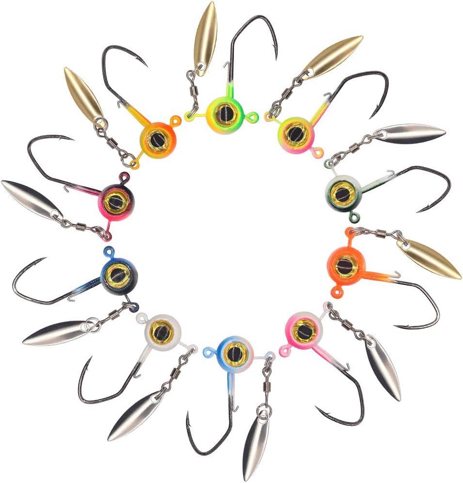 Crappie-Jig-Heads-Kit-with-Underspin-Jig-Head-Spinner-Blade, Crappie Lures  and Jigs for Crappie Fishing Jigs - 30 & 50 Pack, 1/8, 1/16, 1/32 oz, Jigs  -  Canada