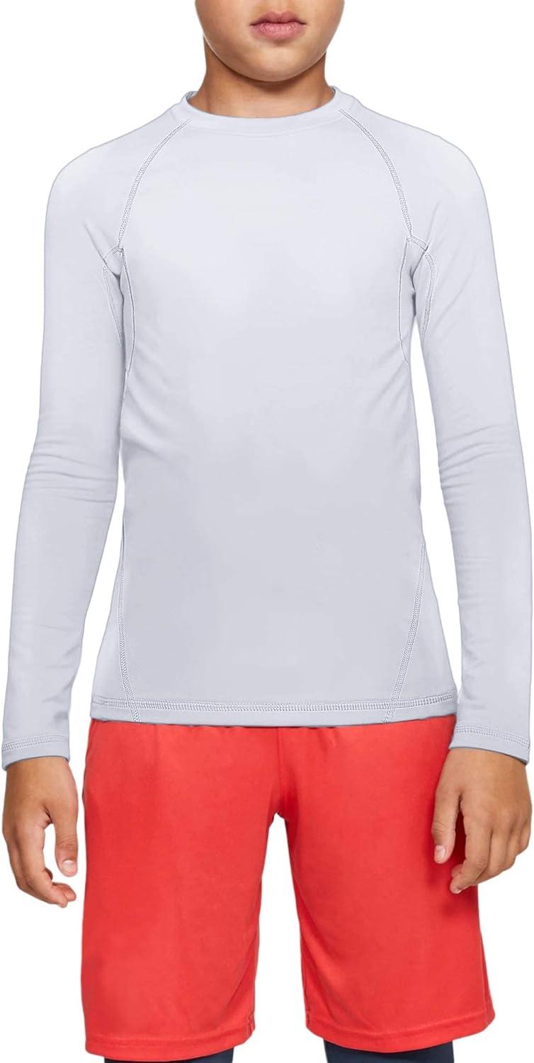 TELALEO Youth Boys' Girls' Thermal Compression Shirt Long Sleeve Fleece  Lined Base Layer Athletic Football Undershirt