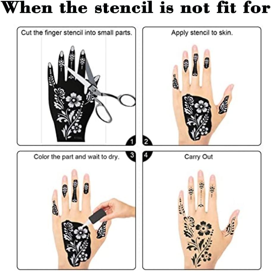 4 sheets Temporary Tattoo Stencils, Tattoo Stencil Kit for Women