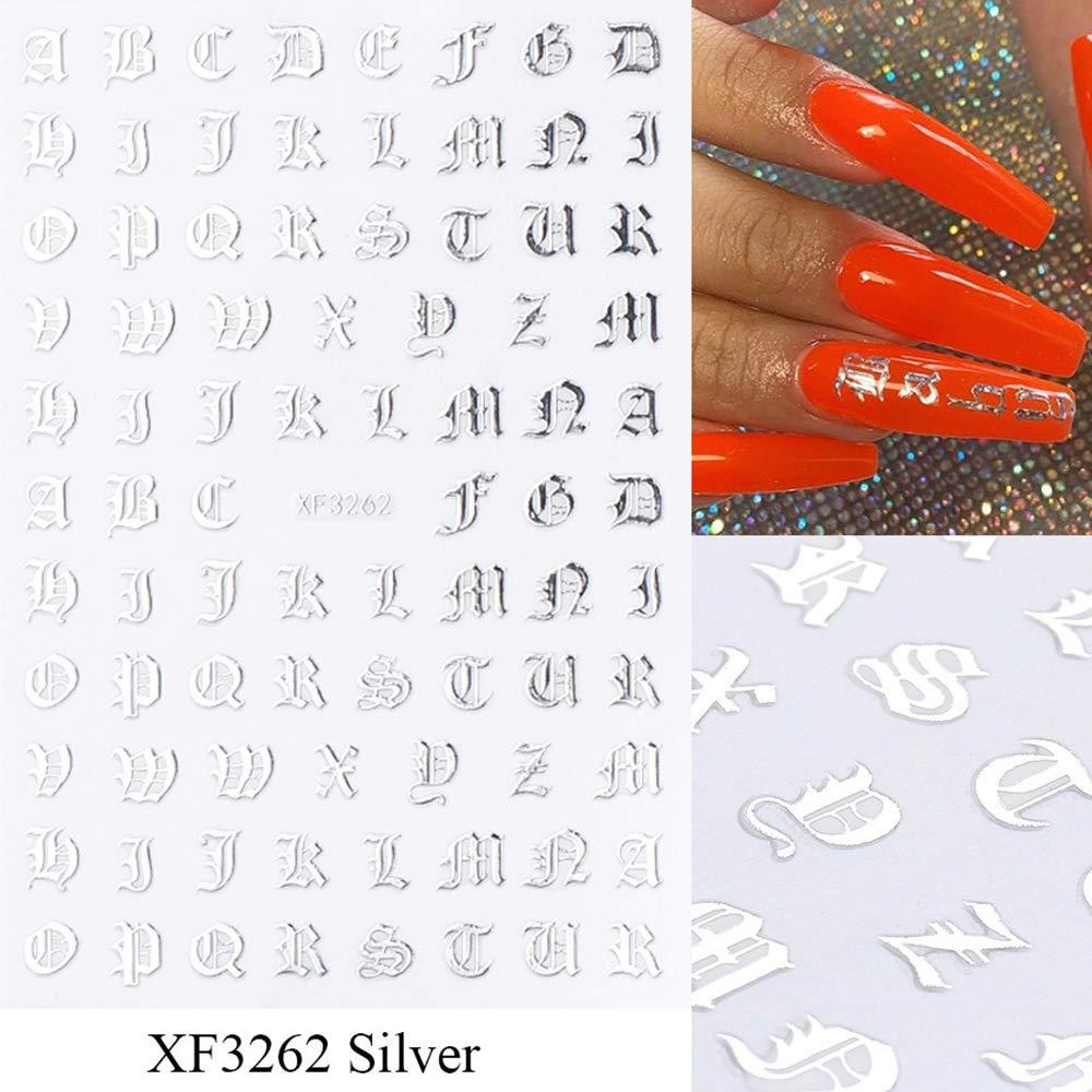 Whole Fectory Direct Nail English Letter Sticker Style 3D Design