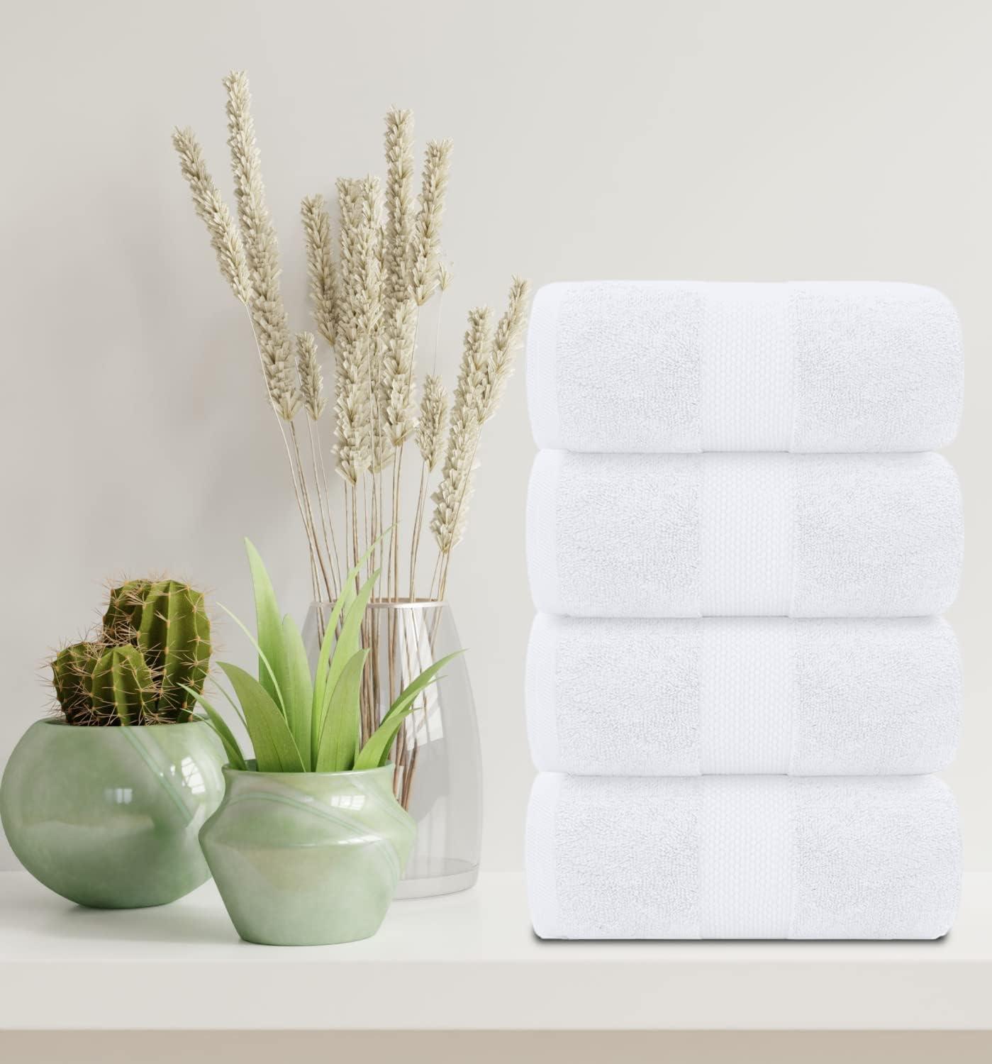 Luxury White Bath Towels Large - 100% Soft Cotton 700 GSM | Absorbent Hotel  Bathroom Towel | 27 inch X 54 inch | Set of 4 | Beige