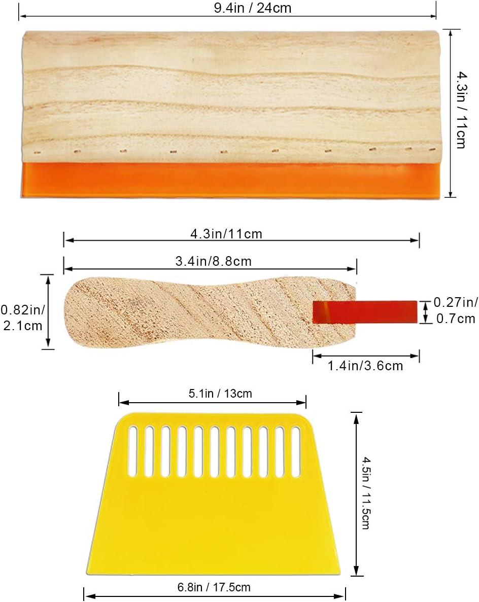 TIANIUSEEN Screen Printing Squeegee Wooden Widened Water Scraper 65  Durometer with Rubber Blade and Lumber Handle 18 inches Long 5.2 inches Wide