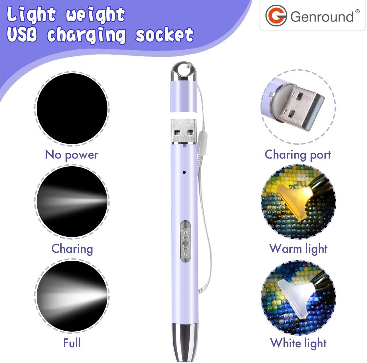 Diamond Painting Pen with Light and USB charger - includes 4