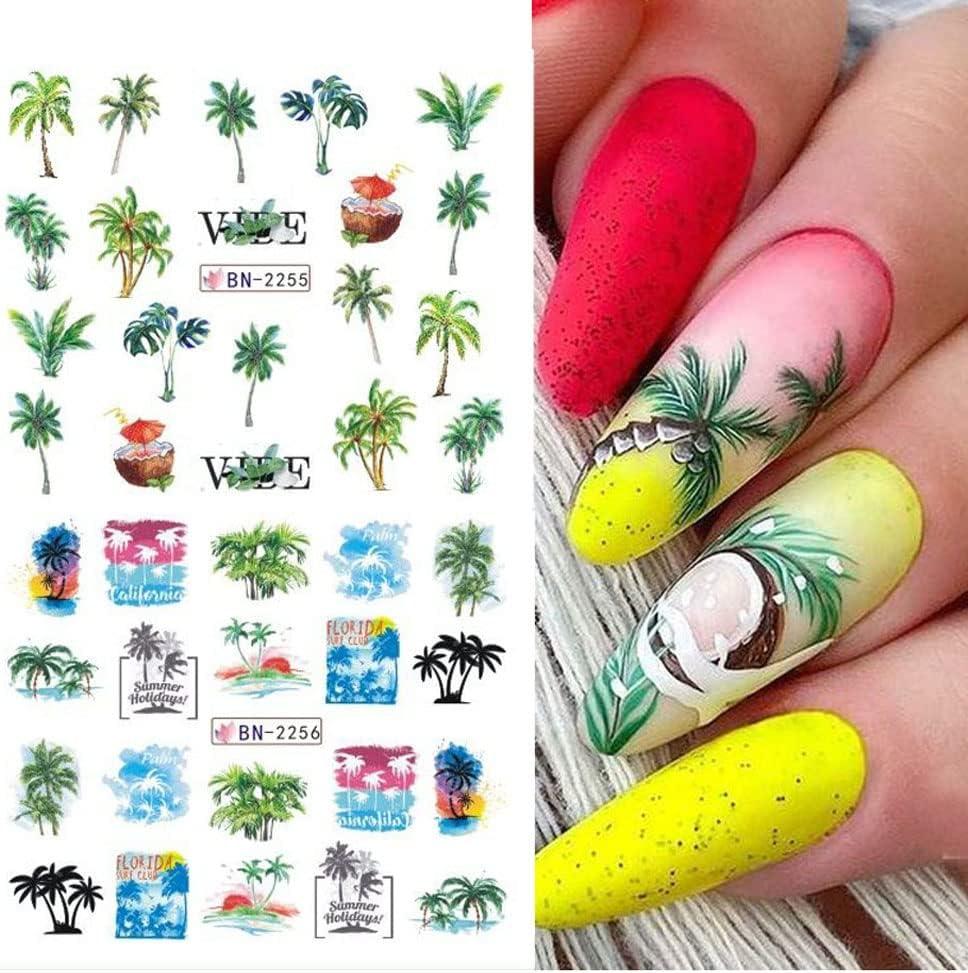 Amazon.com: Holographic Summer Nail Art Stickers, Seaside Beach 3D Nail  Self-Adhesive Sticker Design, Coconut Tree Leaf Dolphin Heart Nail Art  Decals for Women Girls Manicure Charms Decorations, DIY Nail Art Tips :