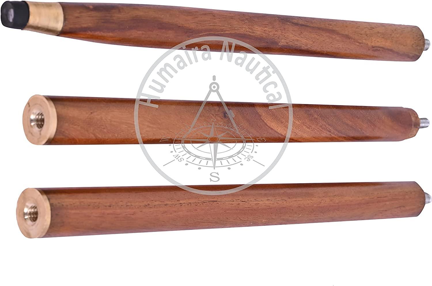 Humaira Nautical Walking Stick - Men Derby Canes and Wooden Walking Stick  for Men and Women - 37 Brown Ebony Brass T Shape Handle in Golden Tone  Natural Wood Unisex Cane