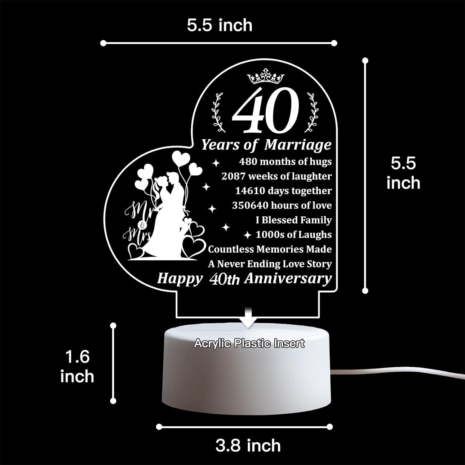 Happy 40th Anniversary Double Picture Acrylic Led, Personalized 40 Years Anniversary  Gift For Parents, Custom 40th Anniversary Gifts For Mom And Dad - Best  Personalized Gifts For Everyone