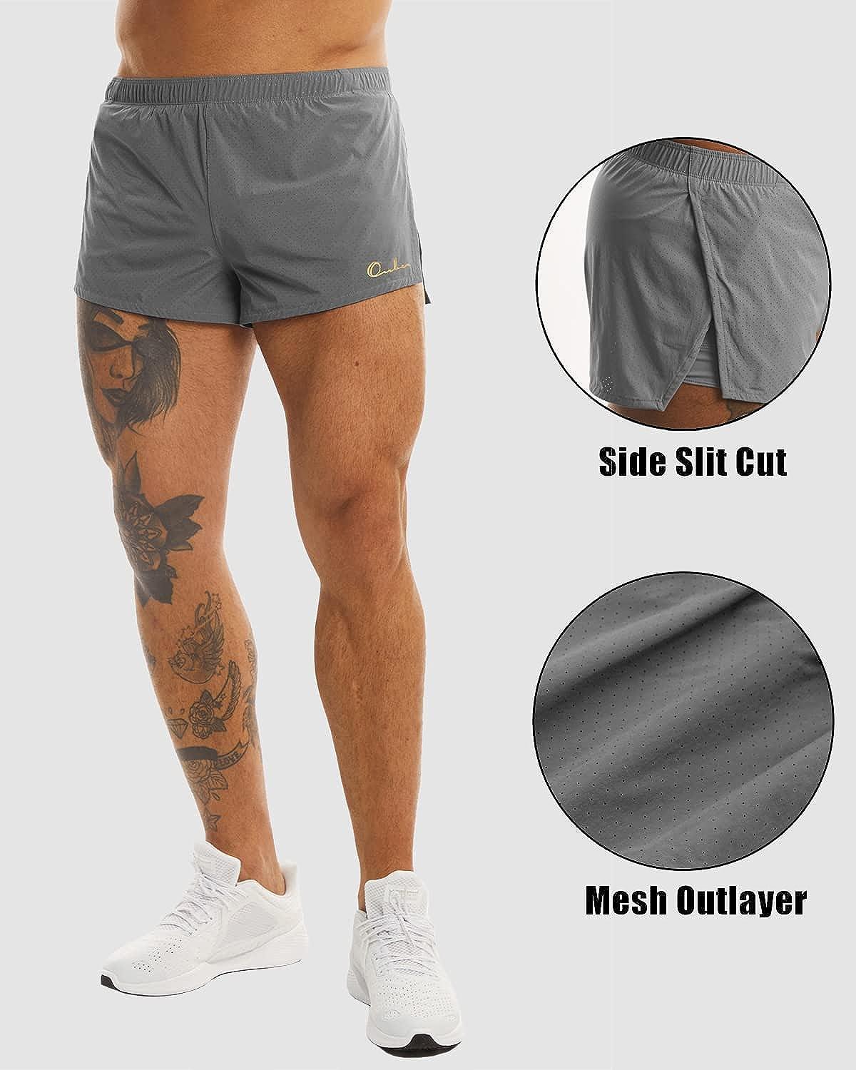 YYDGH On Clearance Men's Side Split Fitted Shorts Bodybuilding