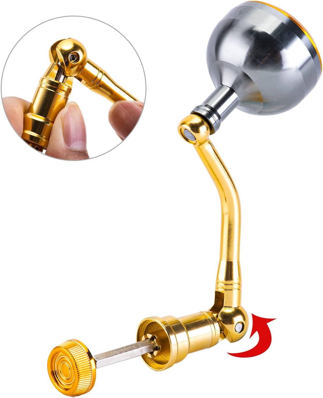 Fishing Reel Handle Rocker Grip Gold Silver Metal Folding Spinning Reel  Crank Handle Replacement Part Outdoor Fishing Tackle Accessories (Color :  L)