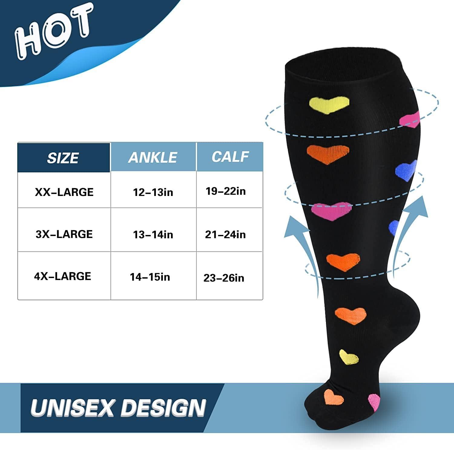 Diu Life 3 Pairs Plus Size Compression Socks for women & men Wide