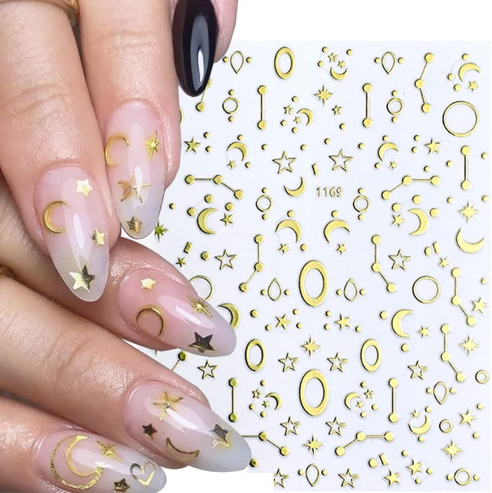 16 Sheet Nail Art Stickers Decals, Luxury Diamond Design 3D Gold  Holographic Nail Self-Adhesive Decals Customized Metallic Nail Stickers for  Women
