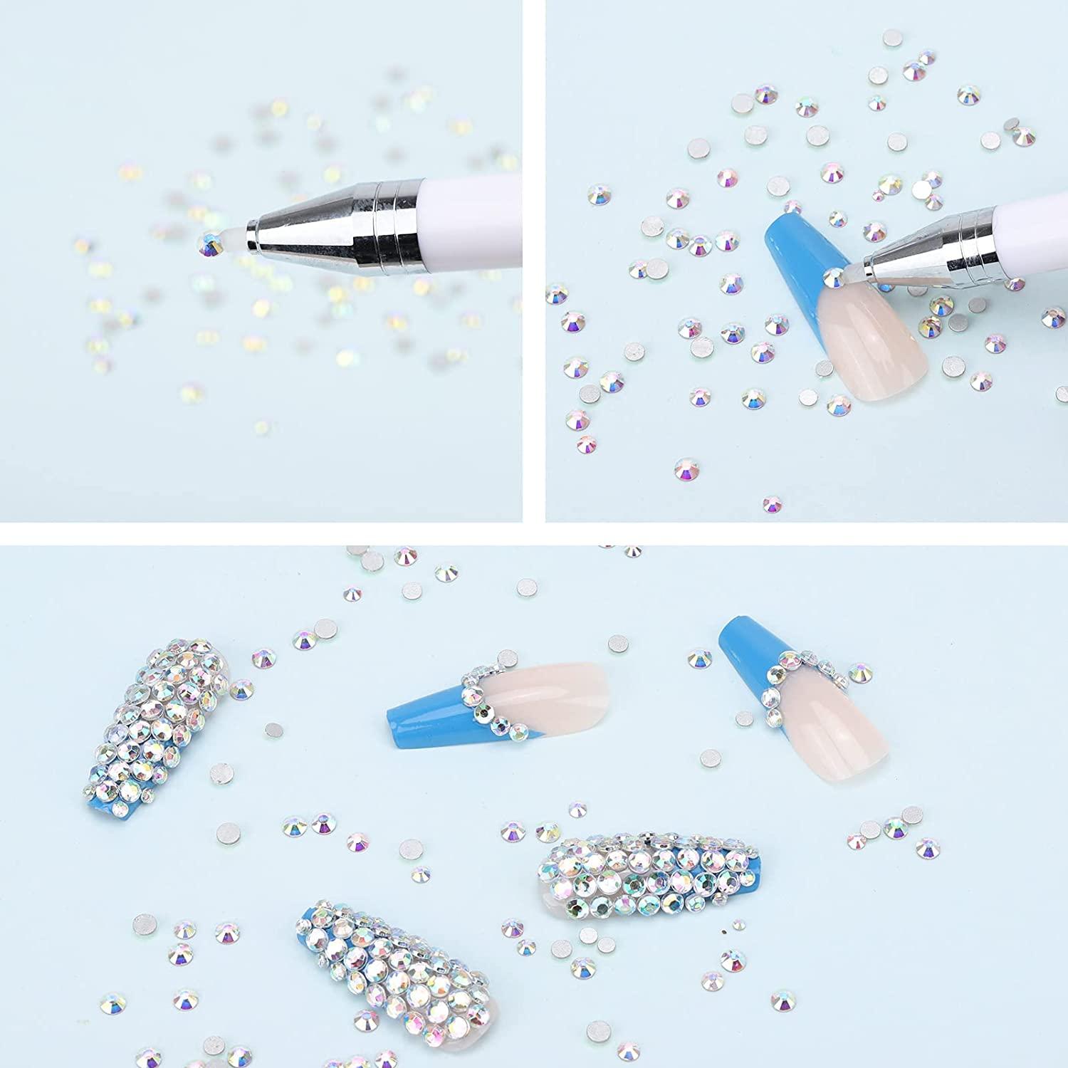 1 Pack Wax Pencil for Rhinestones, Rotary Push Rhinestone Picker Dotting  Pen Applicator for Nail Gems Stones DIY Nail Art Tool White 5 - White