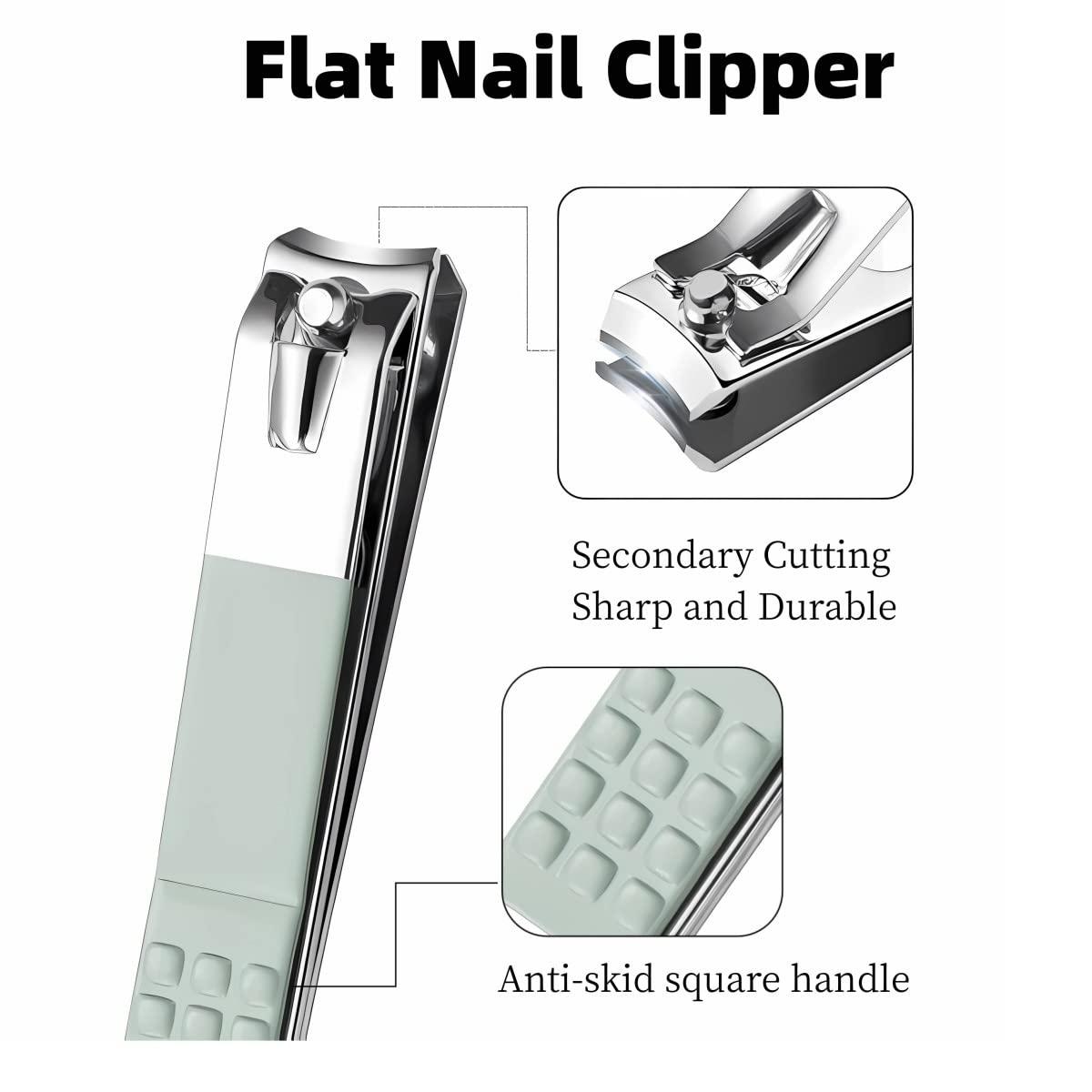 Nail Clippers, Flat & Beveled Nail Cutter, Splash-proof Nail