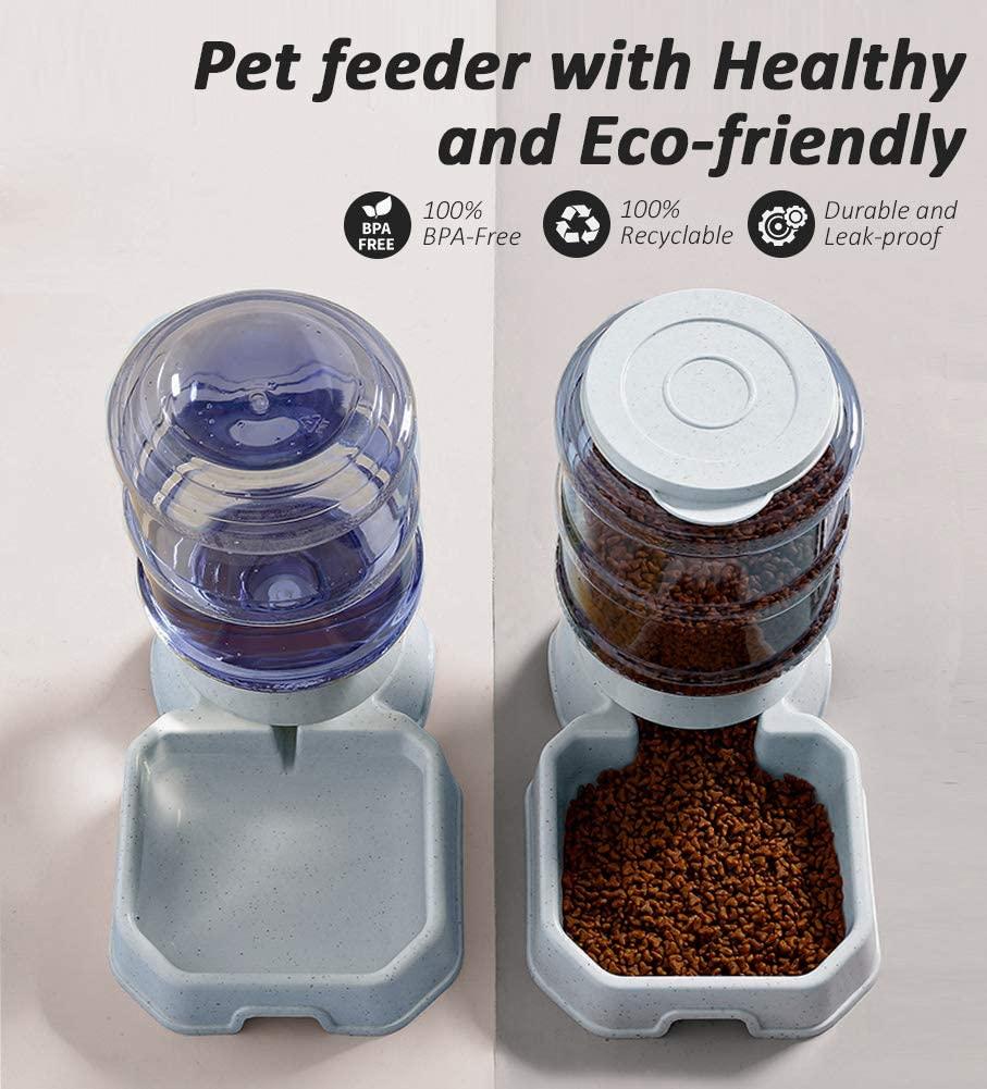 BLUERISE Pet Feeder and Water Food Dispenser Automatic for Dogs Cats, 100%  BPA-Free, Gravity Refill, Easily Clean, Self Feeding for Small Large Pets