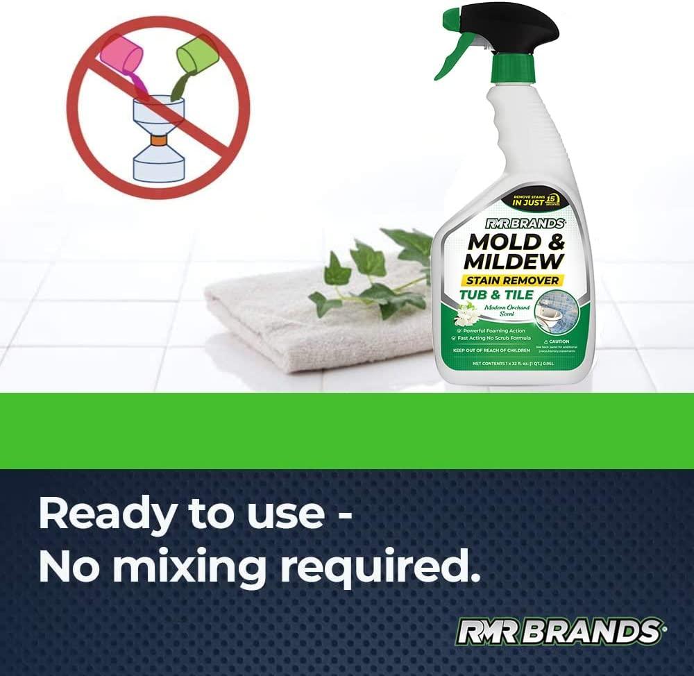 RMR - Tub and Tile Cleaner, Mold & Mildew Stain Remover, Industrial-Strength, No-Scrub Foam Cleaner, Modern Orchard Scent, 32 fl oz