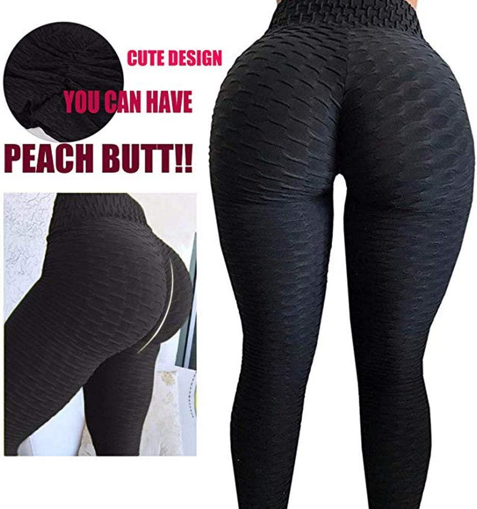 Yoga Pants Women,High Waisted Ruched Butt Lift Textured Scrunch Tummy  Control Slimming Leggings Workout Tights 