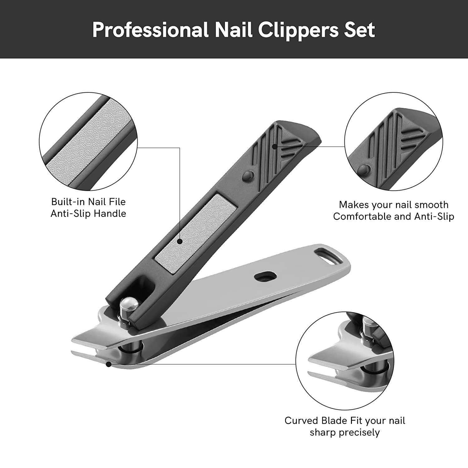 Nail Clippers Set, Sharp Stainless Steel Fingernail And Toenail Clippers,  Nail Clippers For Thick Nails Or Ingrown Nails, Perfect 3 Pcs Black Nail  Cut