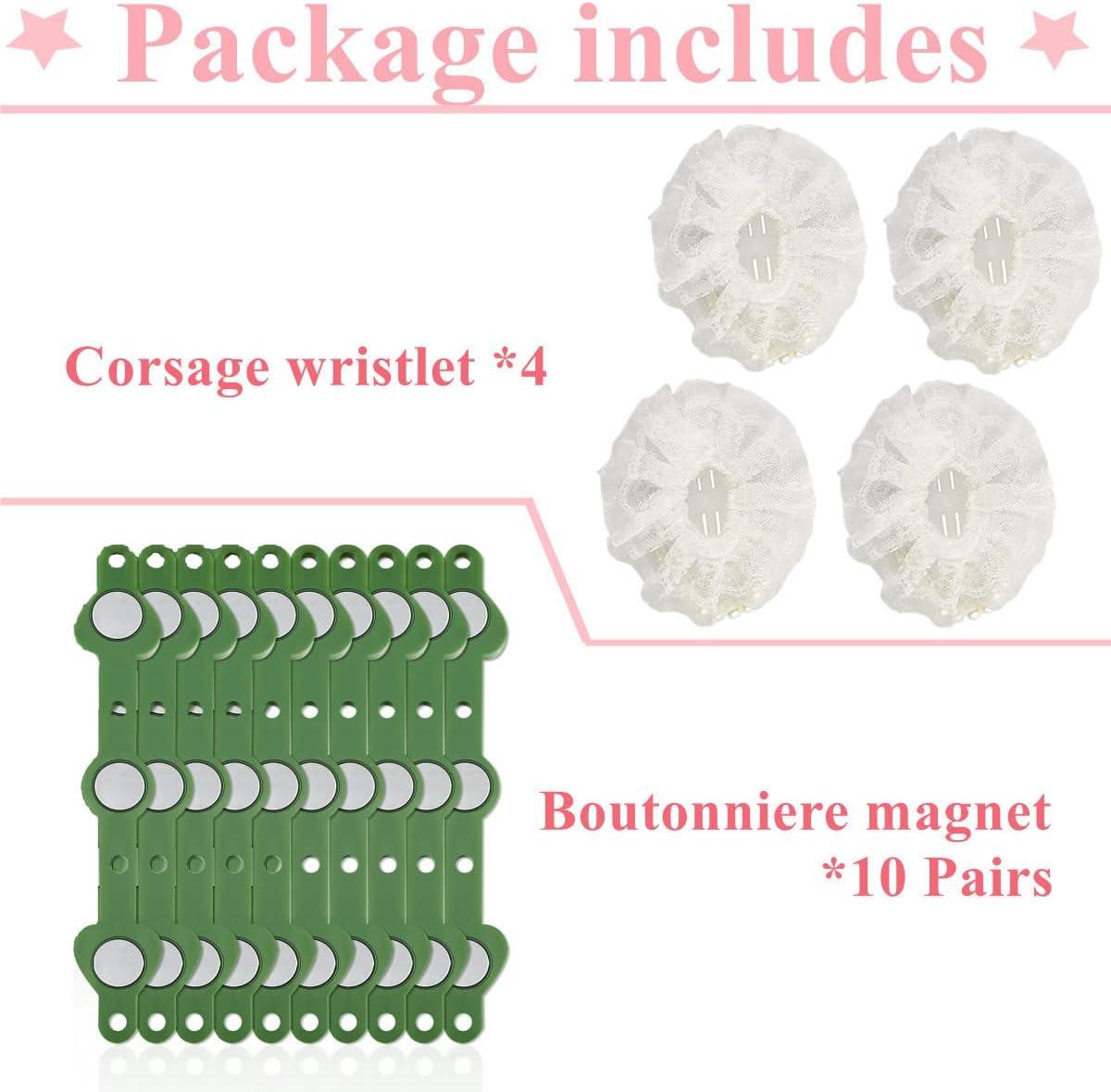 Maidston 14 Pieces Corsage Wristlet Band and Boutonniere Set Stronger  Magnetism Wedding Corsages Elastic Pearl Lace Bracelets DIY Wrist Bracelet  Boutineers for Prom Beach Party Bride