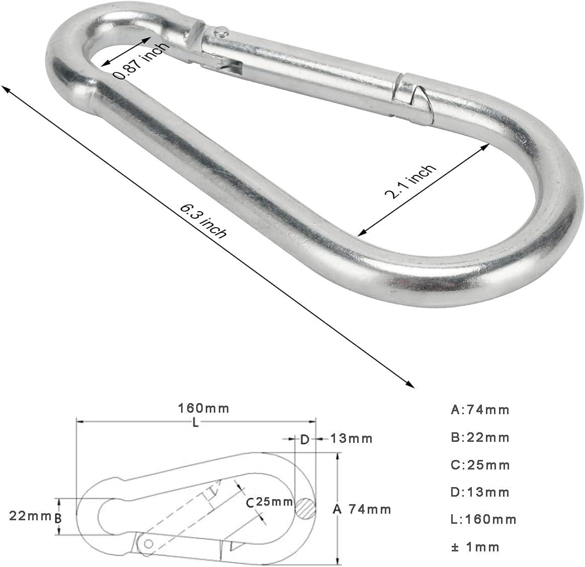 Big Carabiner Clip Heavy Duty Spring Snap Hook 6.3 Inch Steel Clip Link  M1313x160mm
