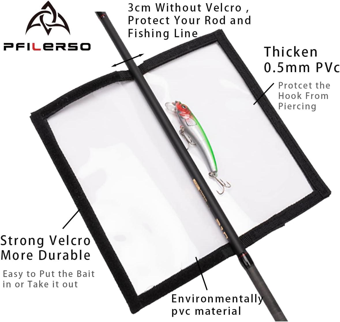 PFILERSO 20pcs Fishing Lure Wraps 2 Size Clear See-Through Thickened PVC  Fishing Hook Covers Protect Children Pets and Fishermen Safe from Sharp Hook  Fishing Bait Storage Organizer 10L+10M