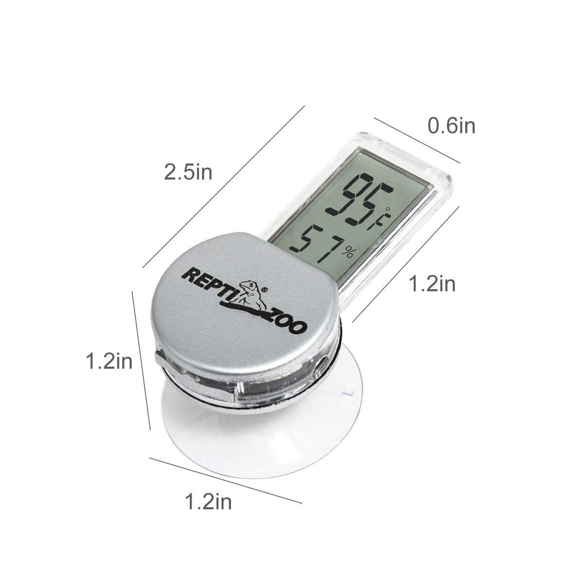 REPTI ZOO Upgraded Reptile Terrarium Thermometer Hygrometer,Digital Pet  Temperature and Humidity Gauge with Suction Cup for Reptile Rearing Box
