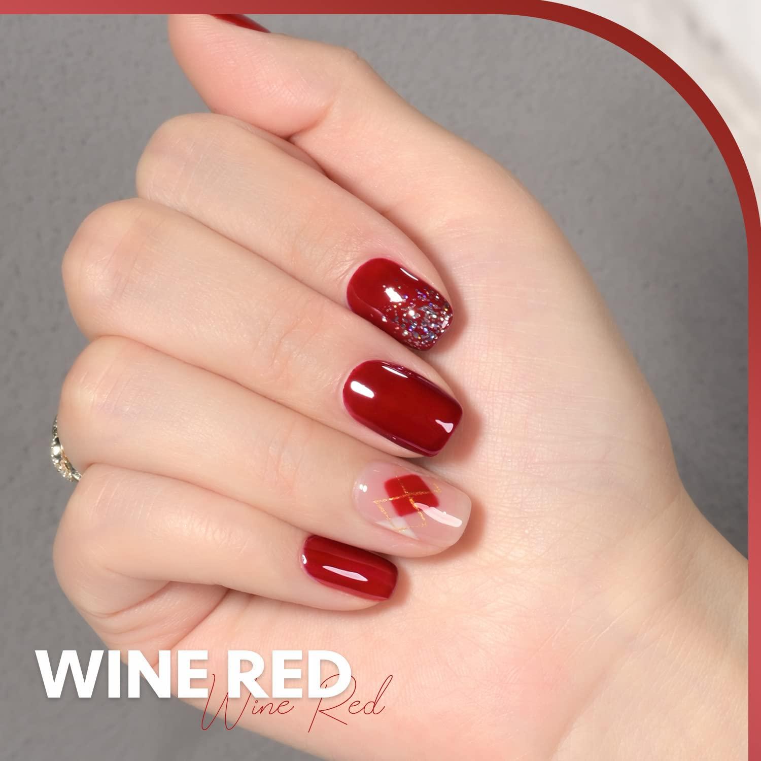 2024 SALE] Wine Red with Heart and Flowers Short Press-On Nails – Belle  Rose Nails