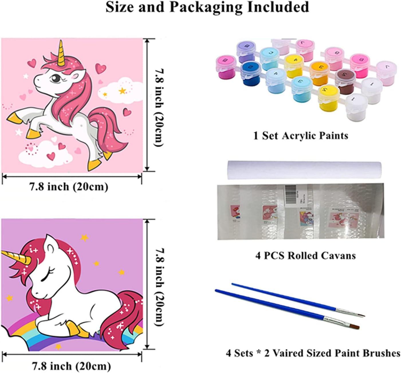 GemZono Kids Digital Painting Set - 4pcs, DIY Kids Diamond Art Set Crafts, Diamond Art & Crafts, 4 Cartoon Animals Diamond Painting Set, Beginner