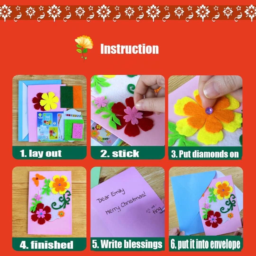 QIAONIUNIU Card Making Kits DIY Handmade Greeting Card Kits for Kids, Christmas Card Folded Cards and Matching Envelopes Thank You Card Art Crafts