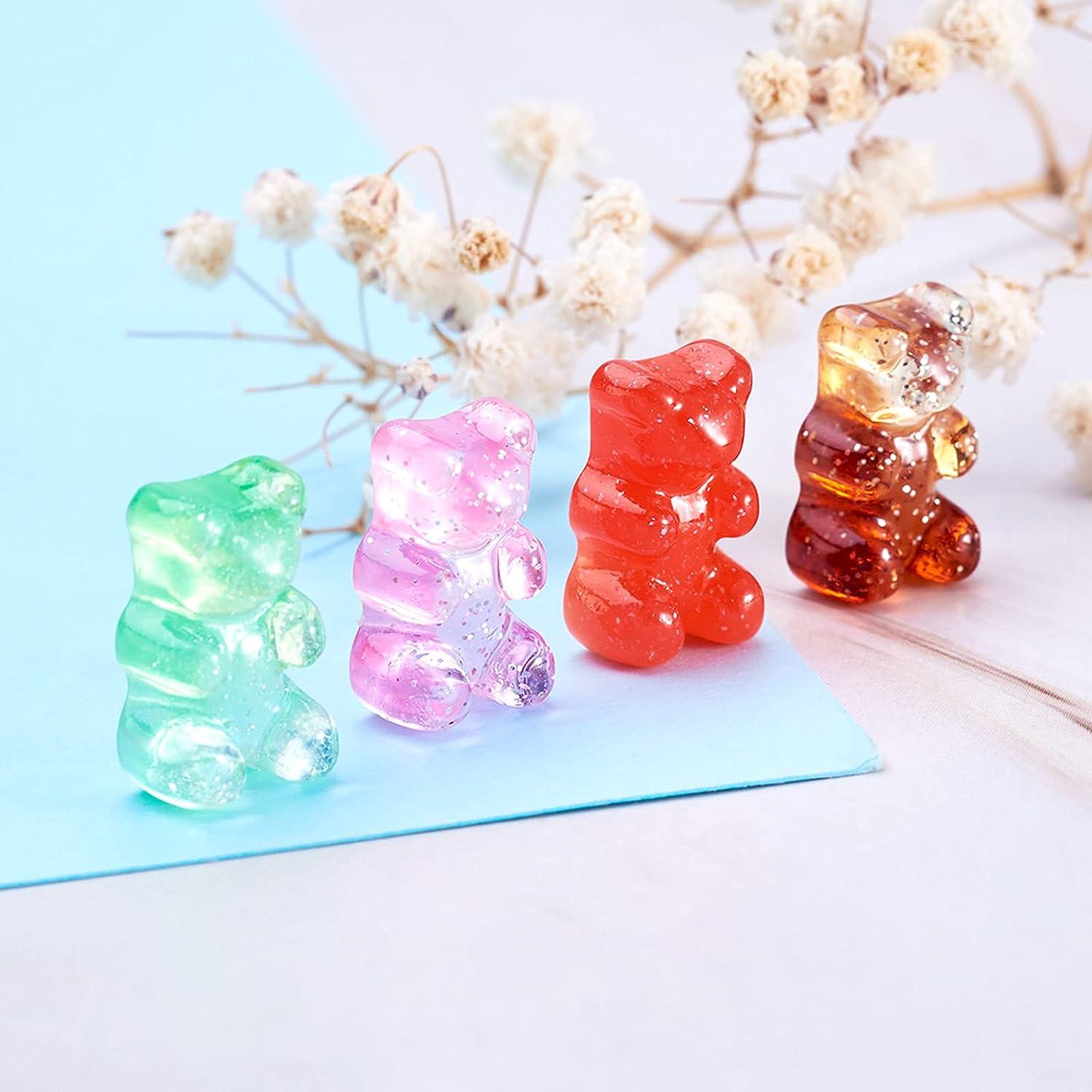 Colorful Gummy Charms Bear Pendant Glitter Resin Bear Charms Gummy