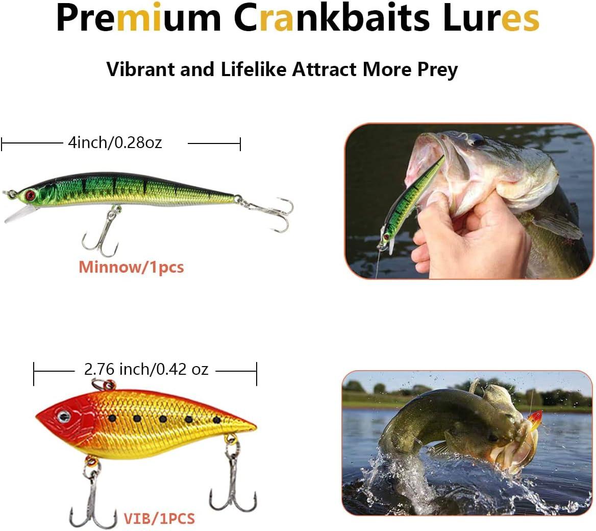 Fishing Lures Baits Tackle Fishing Accessories Kit Including Crankbaits,  Spinnerbaits,Jig Hooks, Plastic Worms, Topwater Lures, Tackle Box and  Fishing
