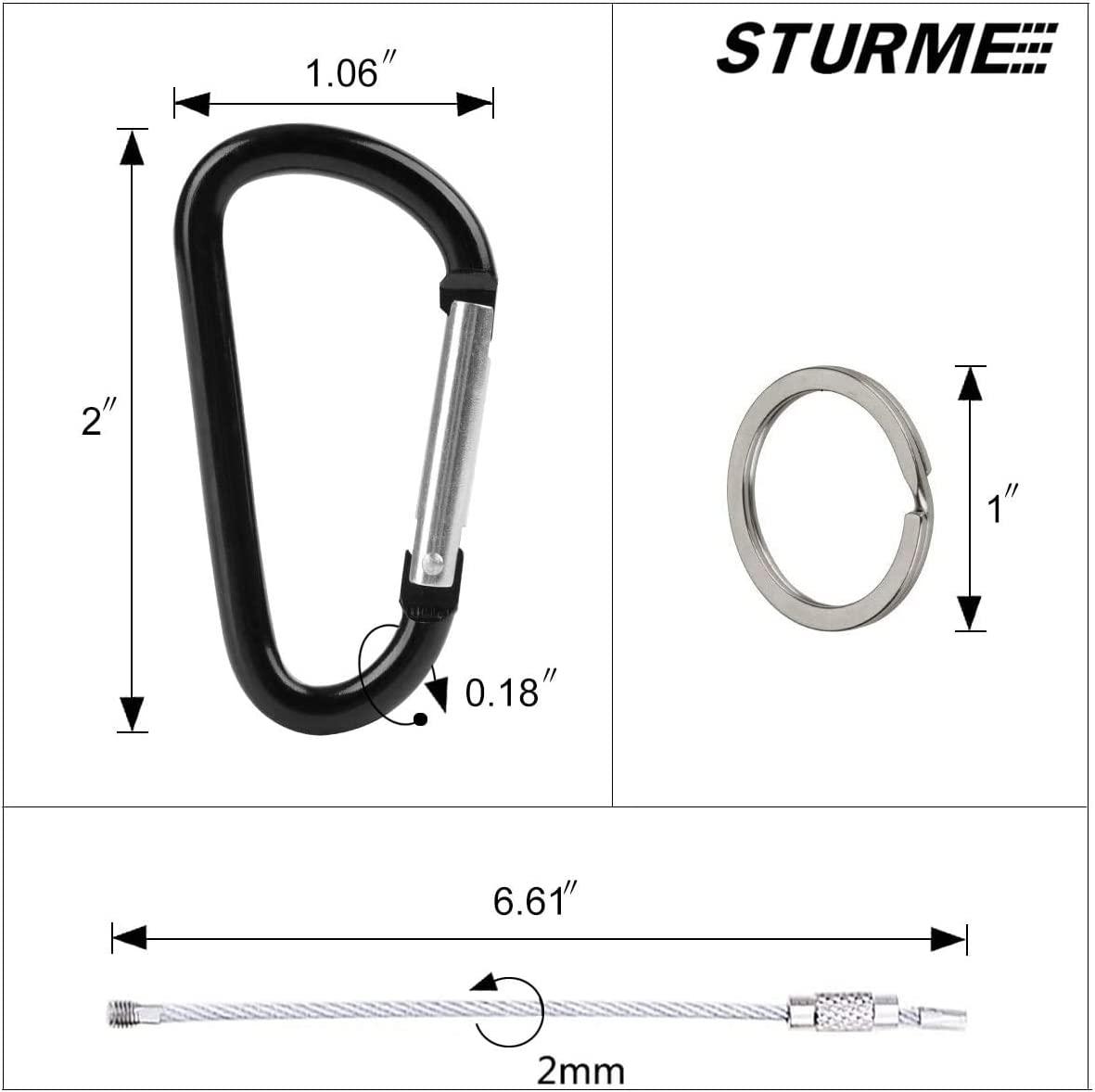 Aluminum Camping Outdoor Carabiner D Loaded Chain Ring Assorted Improved PCS D Small 2\