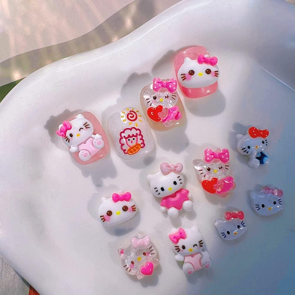 48pcs Cute Hello Kitty Design Nail Art Mini Rhinestones Flatback