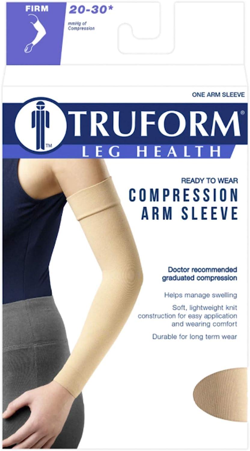 Truform Lymphedema Compression Arm Sleeve, 20-30 mmHg Post Mastectomy  Support, Brown, Small