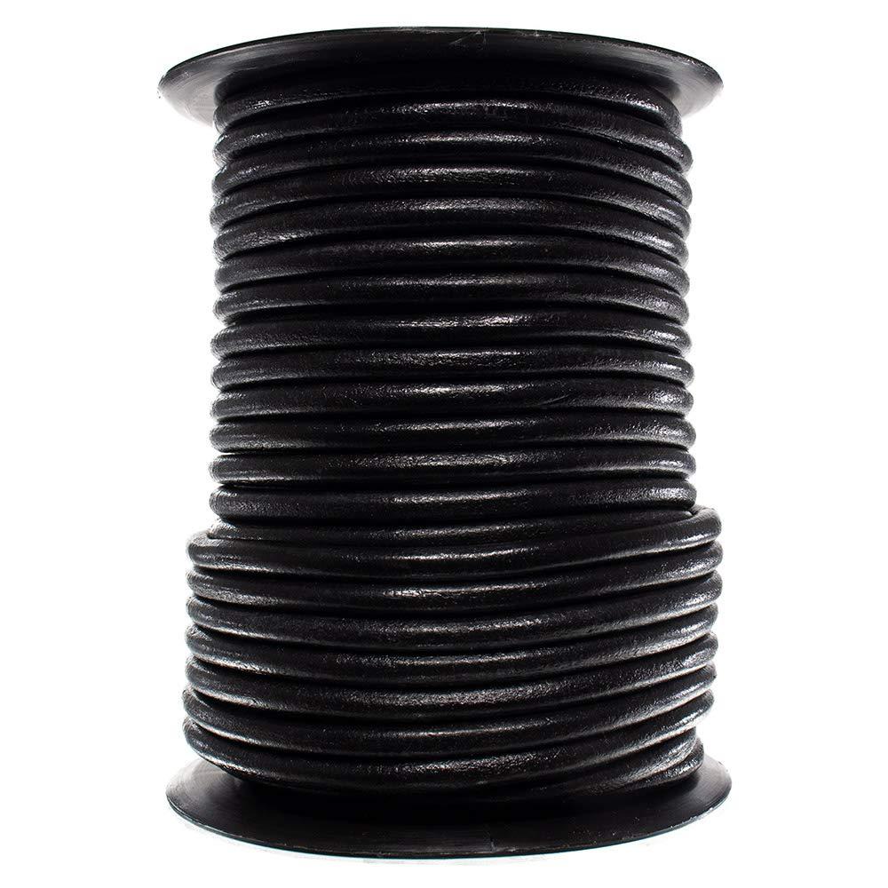 West Coast Paracord Round Leather Cord (Black, 5mm - 10 Yards