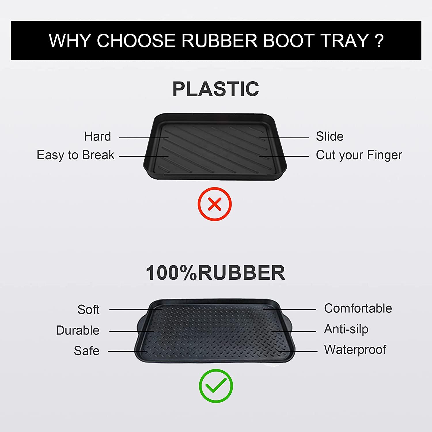 Matace 100 Percent Rubber Boot Tray for Entryway - Water Resistant Shoe  Trays- Natural Rubber Mats for Shoes, Boots, Pets - Indoor and Outdoor Use
