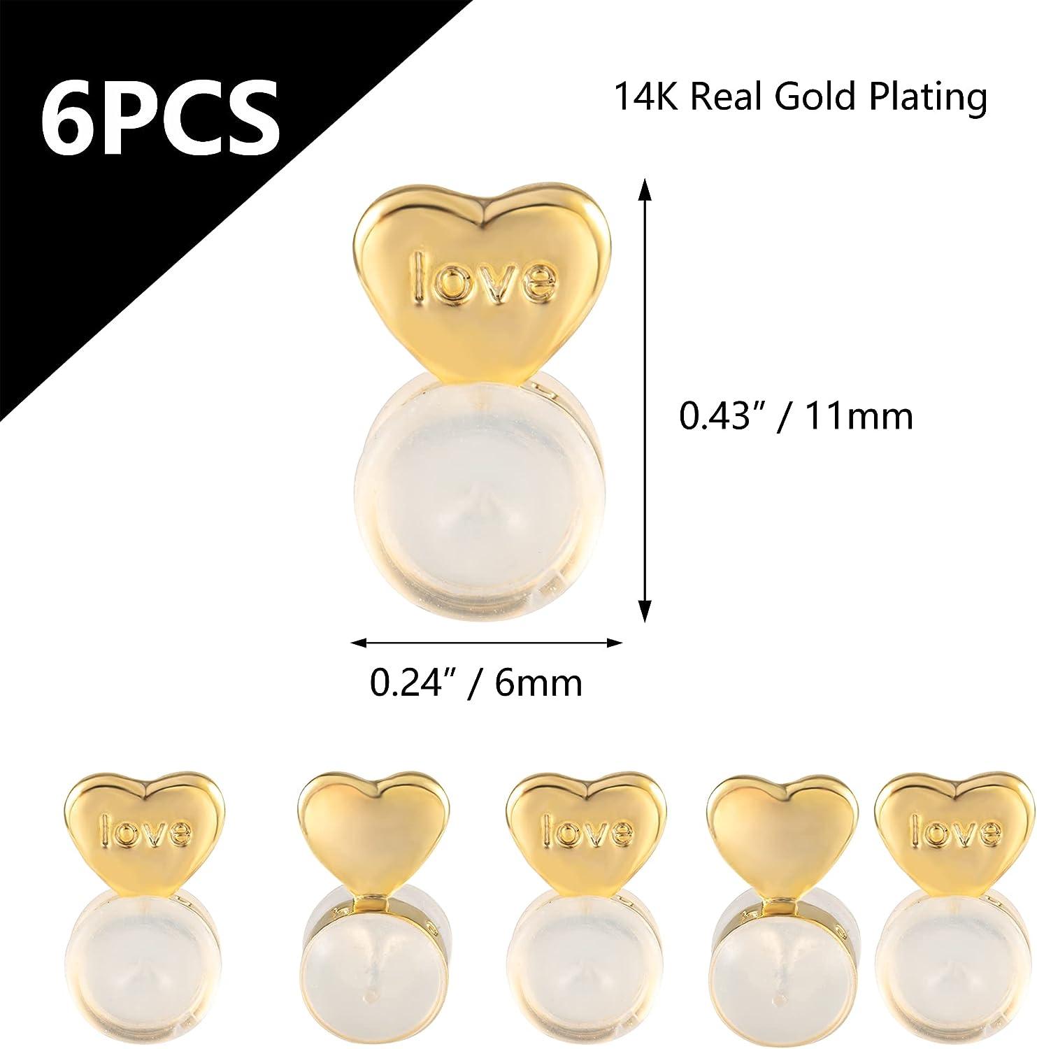 8 Pcs (4 Pairs) 14K Gold Filled 1/20 14K Yellow Gold Earring Backs. 4 Pairs Lead-Free and Nickle-Free Hypoallergenic Replacement Friction Secure