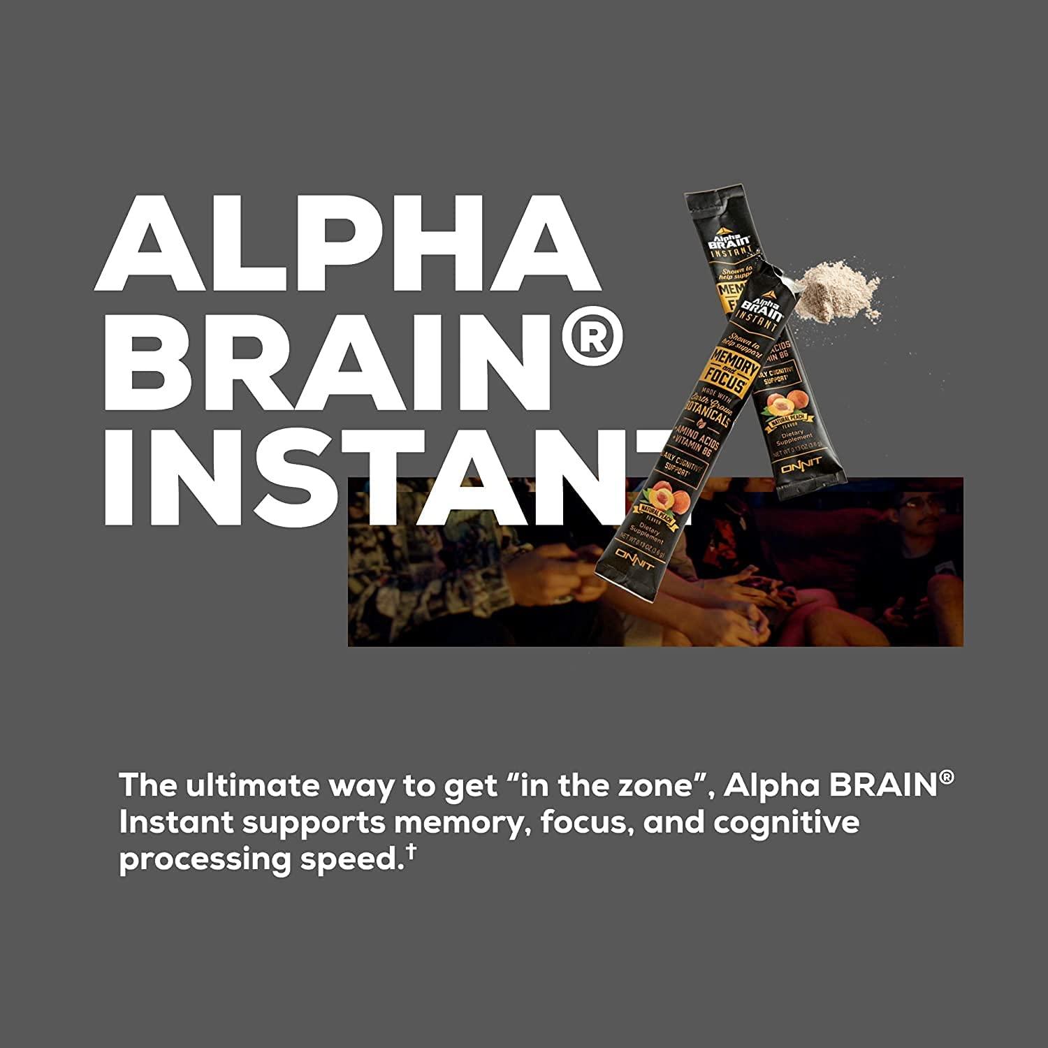ONNIT Alpha Brain Instant Peach Flavor Nootropic Brain Booster Memory  Supplement Brain Support for Focus Energy Clarity Alpha GPC Choline Cats  Claw LTheanine Bacopa 30 Serving Tub