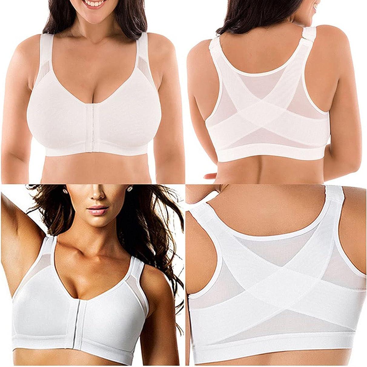 Womens Front Closure Back Support Posture Bra Wirefree No