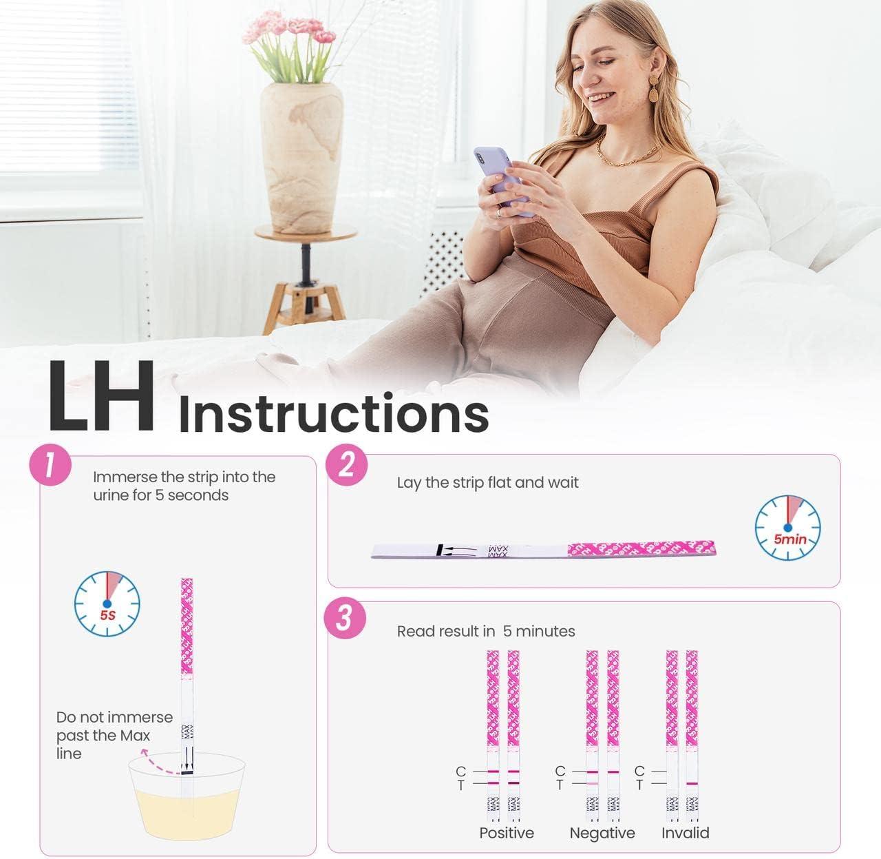 Easy@Home 40 Ovulation Test Strips and 10 Pregnancy Test Strips Kit - The  Reliable Ovulation Predictor Kit (40 LH + 10 HCG)…
