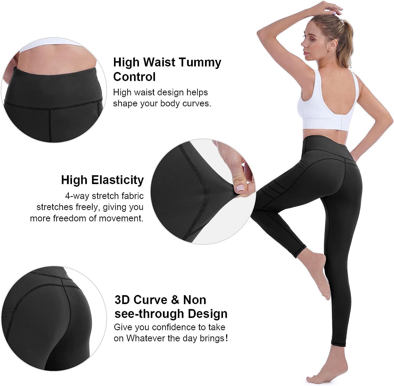 Womens Leggings-No See-Through High Waisted Tummy Control Stretch