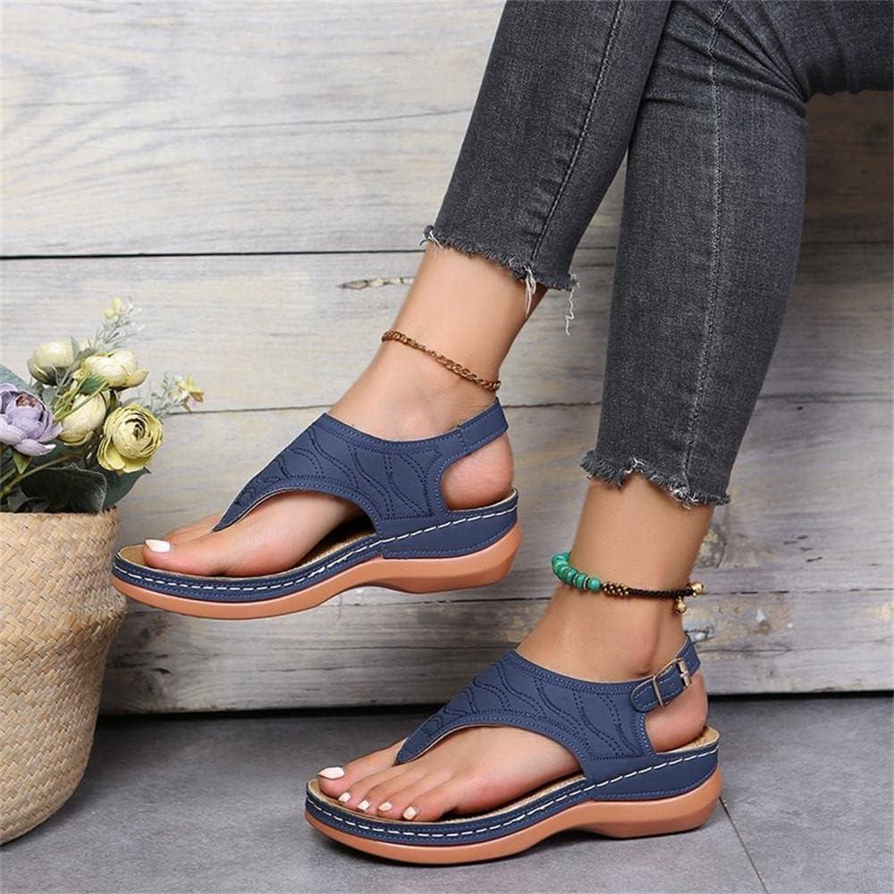 LELEBEAR Leather Orthopedic Arch Support Sandals Diabetic Walking