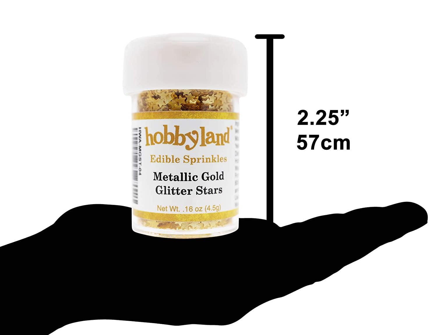Hobbyland Edible Sprinkles (Metallic Gold Glitter Stars, 4.5g) 