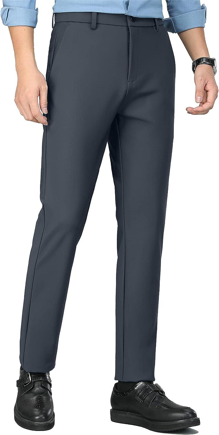 Men's-Golf-Pants-Classic-Fit Stretch Quick Dry Lightweight Dress Work  Casual Outdoor Comfy Trousers with Pockets