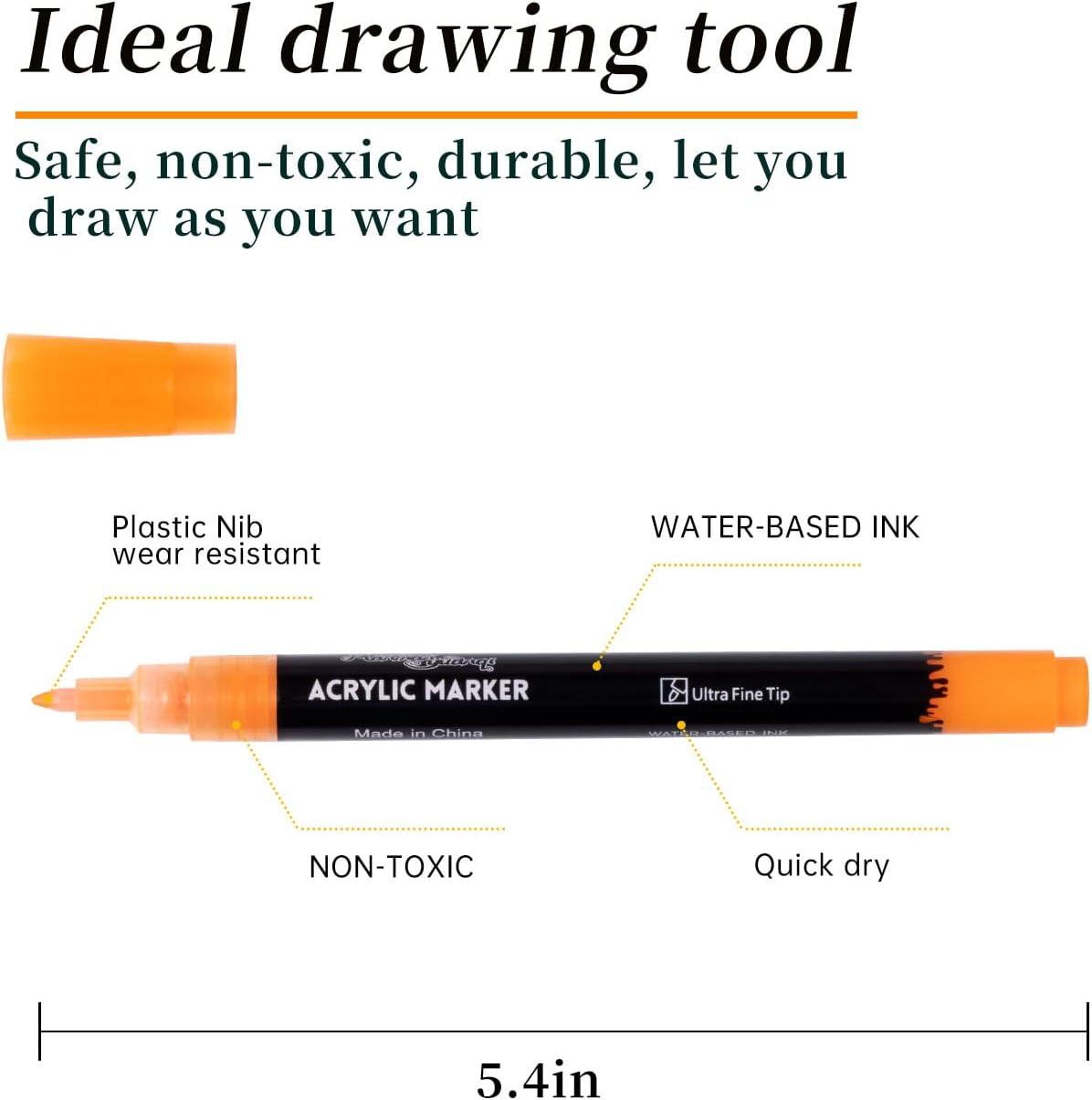 6/24 Colors Acrylic Metallic Marker Pens Extra Fine Point Paint Pen Art  Permanent Markers Painting