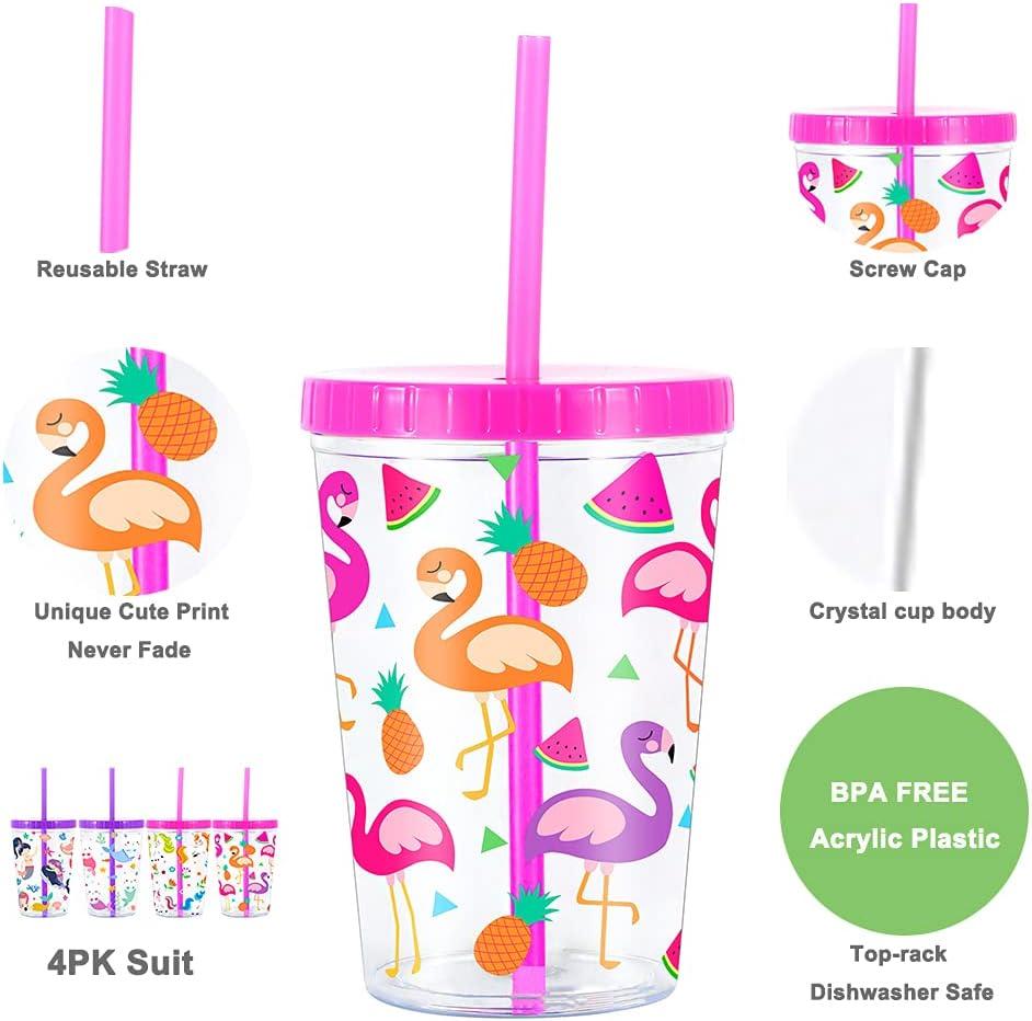 Home Tune 14oz Kids Tumbler Water Drinking Cup 2 Pack - BPA Free, Straw Lid  Cup, Reusable, Lightweight, Spill-Proof Water Bottle with Cute Design for