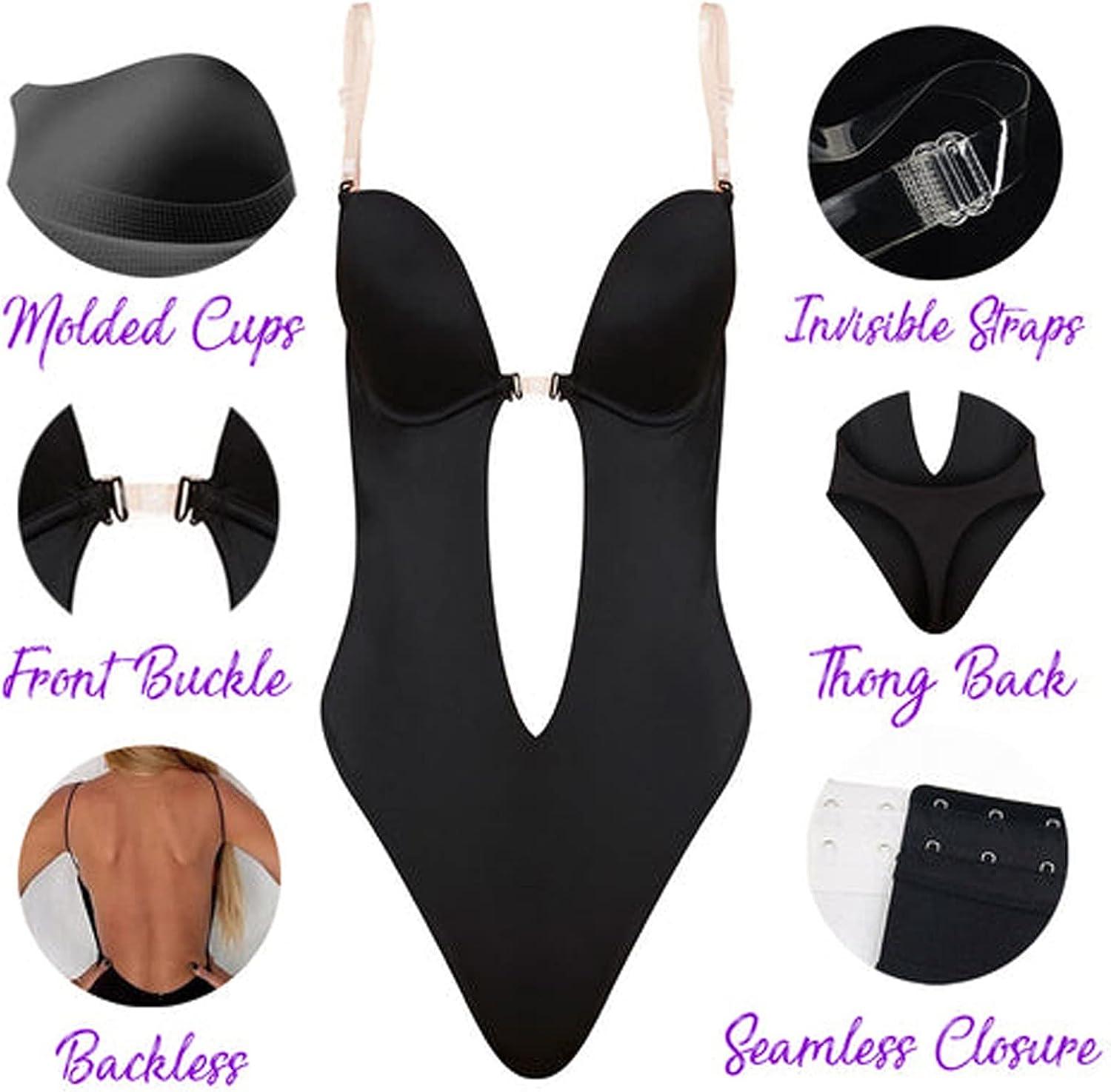 Women Invisible Low Back Bodysuit Tummy Control Backless Body Shaper Thong  Tops
