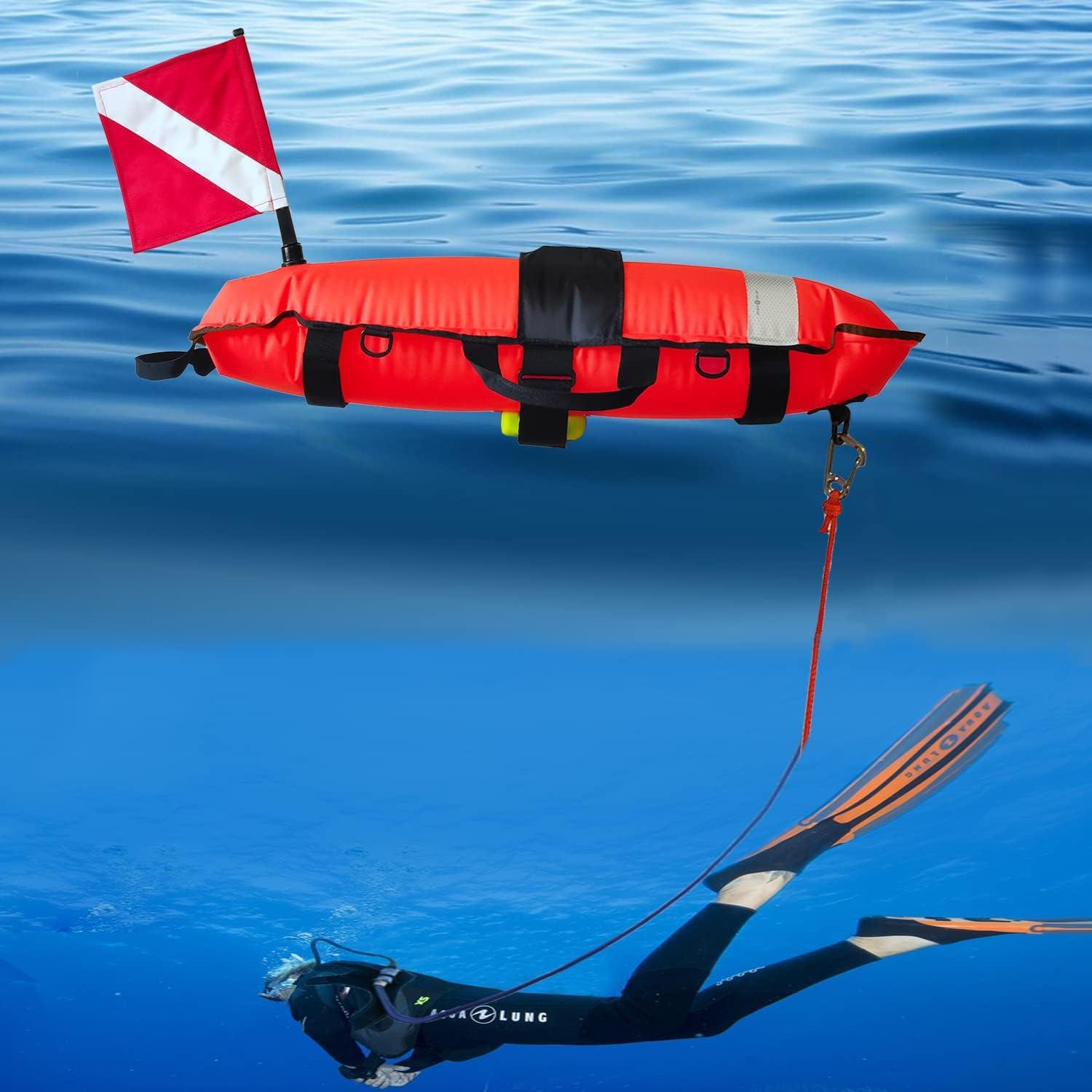 Inflatable Scuba Diving Spearfishing Signal Float Buoy + Dive Flag Banner 