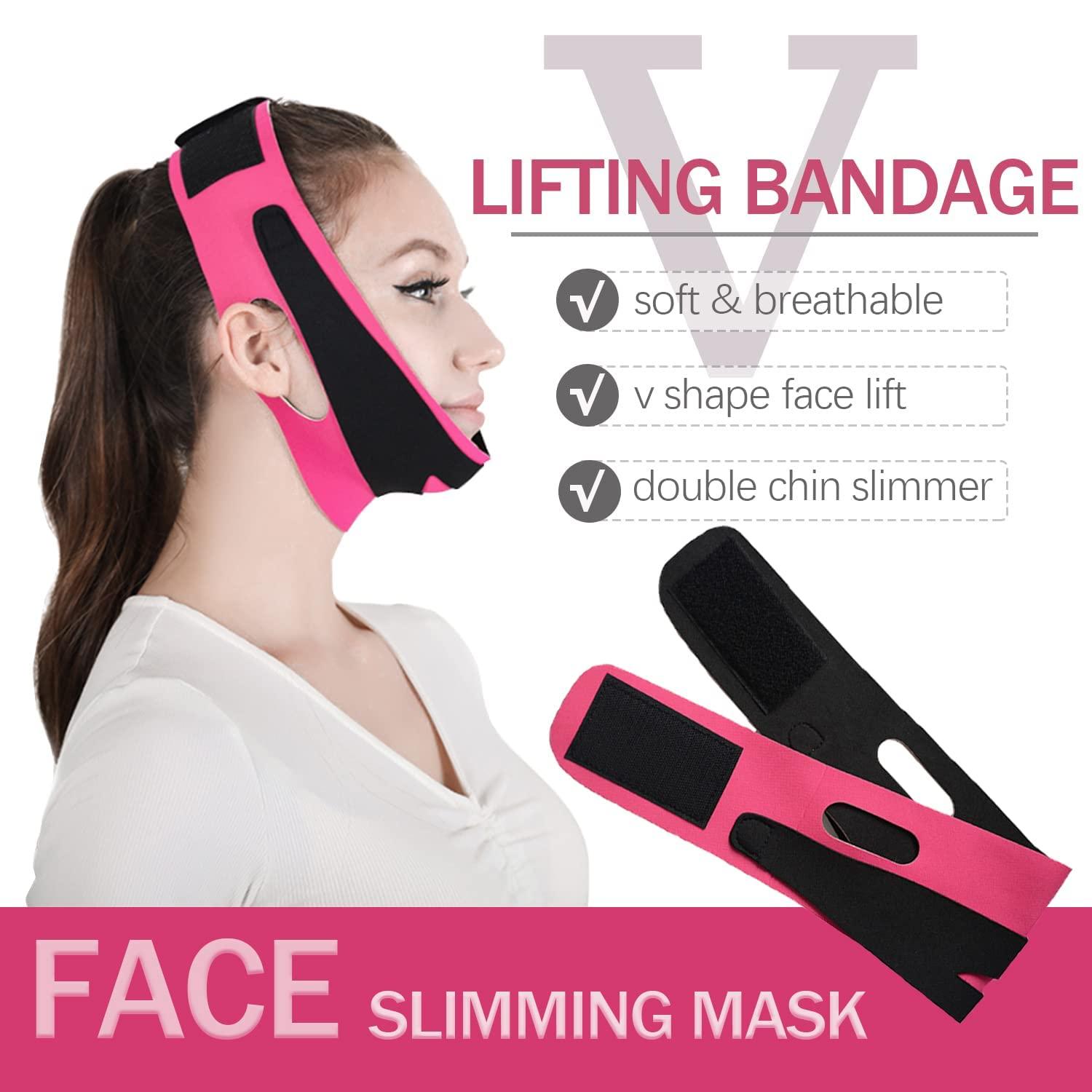 V Shaped Face Mask Double Chin Strap - Breathable Compression Chin Bandage,  V Line Lifting Face Belt Chin Strap For Women Men, Face Lifting Bandage,  Double Chin Face Slimming Strap Reducer Belts 