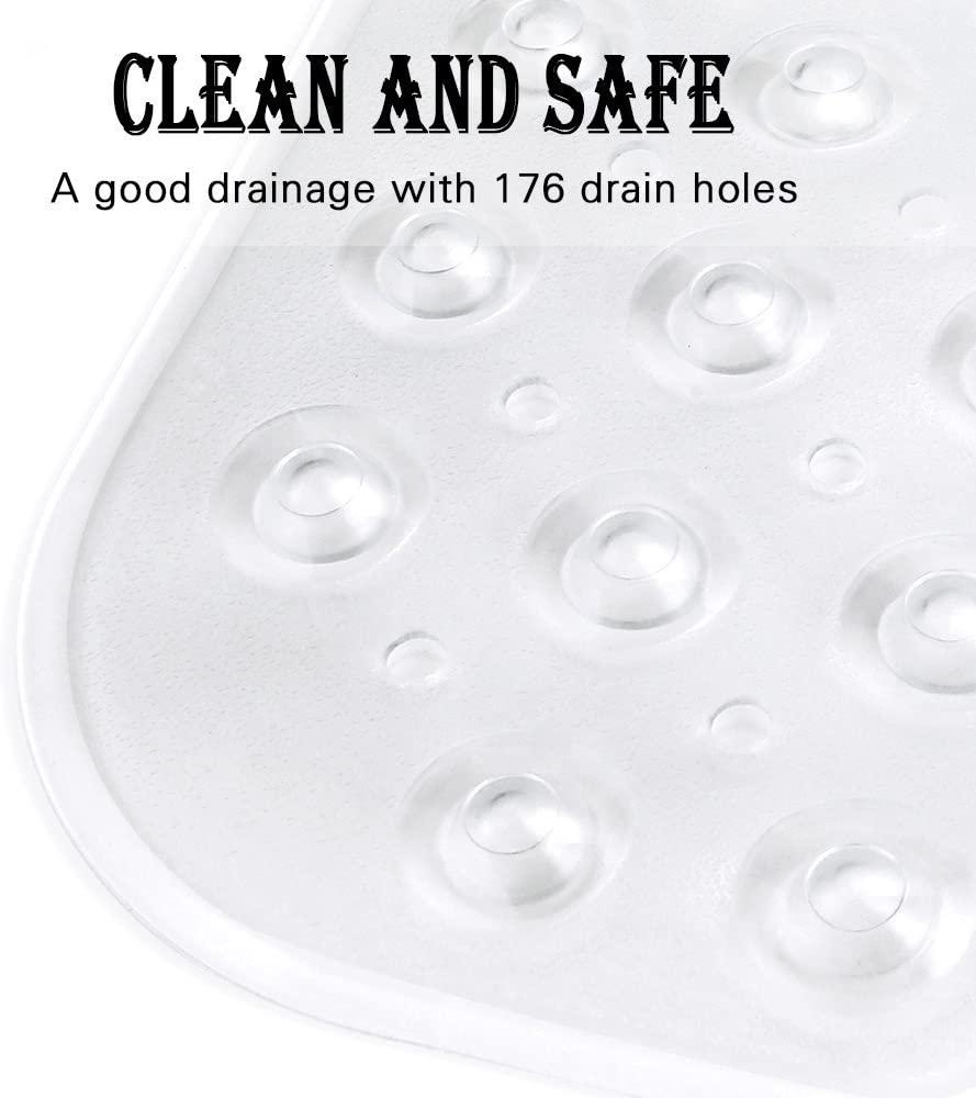 Pvc Non Slip Large Bath Mat Safety Suction Cup Bathroom Shower Mat