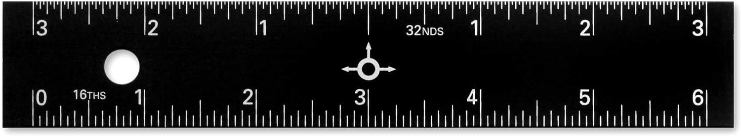 6 Straight Edge Aluminum Ruler with Center-Finding Back - 1589