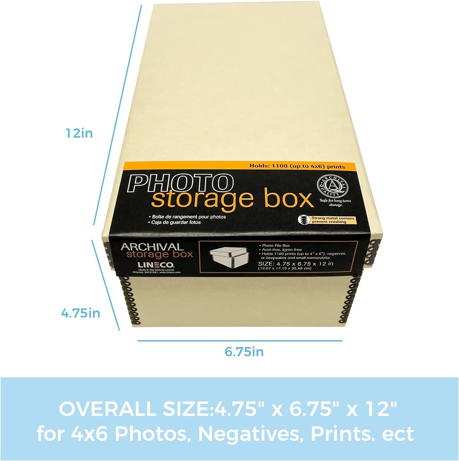 Lineco Tan Photo Snapshot Photo Card File Box with Removable Lid 4X6X12.  Bulk Storage of Negatives Prints Films Museum Level Archival Storage Box.  Protects Photos & Negative 2 Pack 4x6x12 (2 Pack)